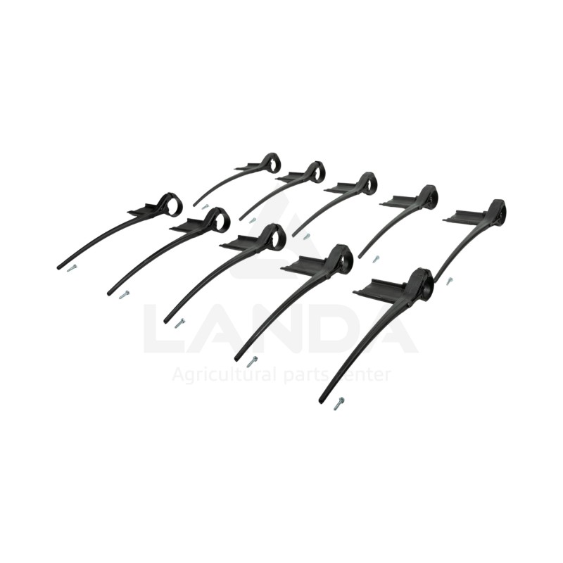 KIT DE 10 DENTS DE RABATTEUR PLASTIQUE AVEC PLAT A DROITE (Visserie incluse)