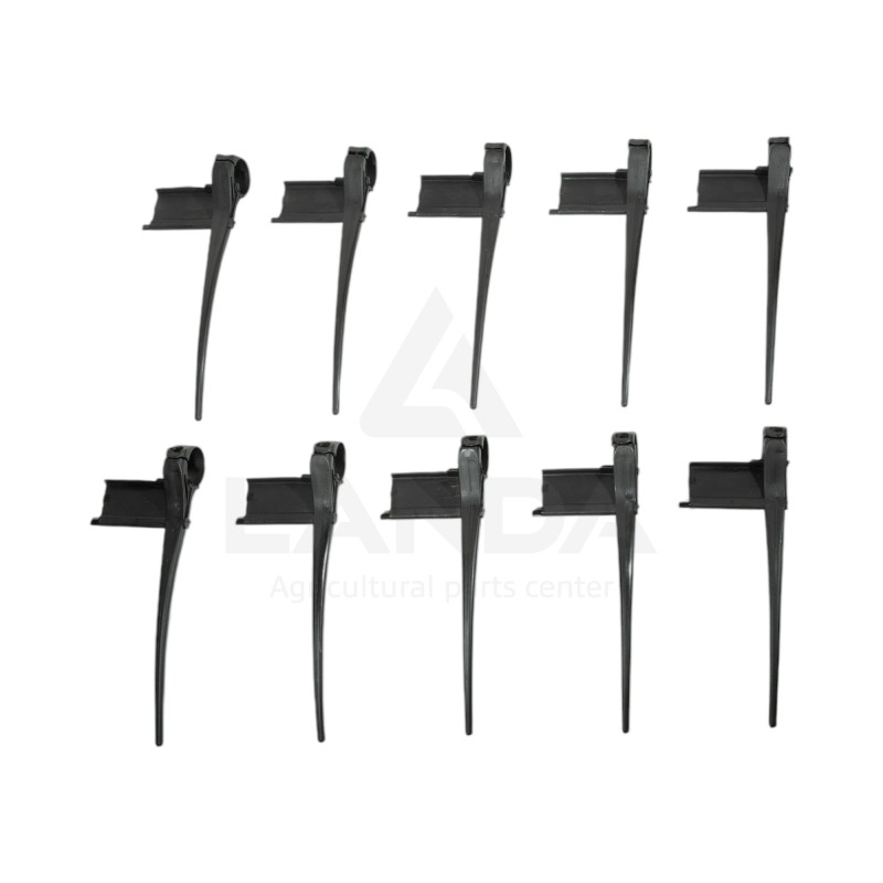 KIT DE 10 DENTS DE RABATTEUR PLASTIQUE AVEC PLAT A DROITE (Visserie incluse)