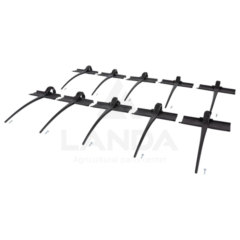 KIT DE 10 DENTS DE RABATTEUR PLASTIQUE AVEC DOUBLE PLAT (Visserie incluse)