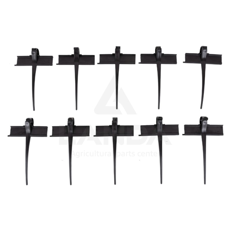 KIT DE 10 DENTS DE RABATTEUR PLASTIQUE AVEC DOUBLE PLAT (Visserie incluse)