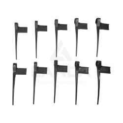 KIT DE 10 DENTS DE RABATTEUR PLASTIQUE AVEC PLAT A GAUCHE (Visserie incluse)