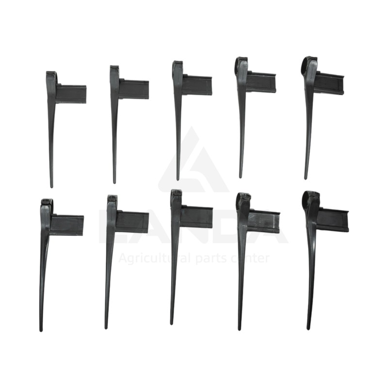 KIT DE 10 DENTS DE RABATTEUR PLASTIQUE AVEC PLAT A GAUCHE (Visserie incluse)