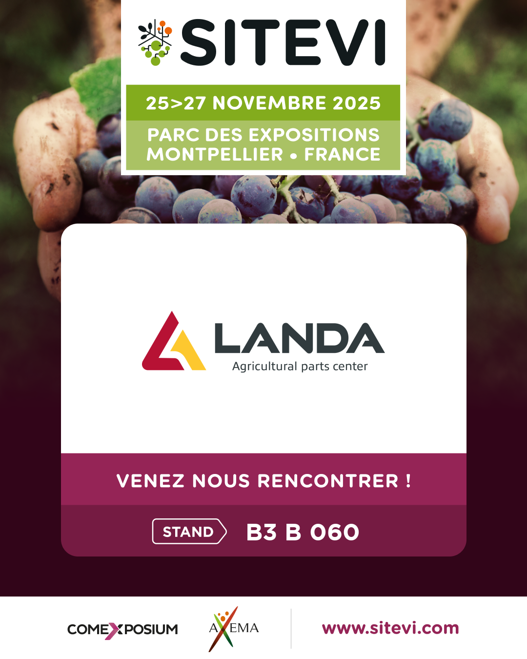 SITEVI 2025 poster: LANDA, booth B3 B 060 – Montpellier Exhibition Center